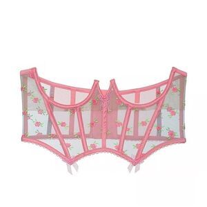 For Love & Lemons Garden Party Mesh Underbust Corset Cupless Bra Sz M NWT VS